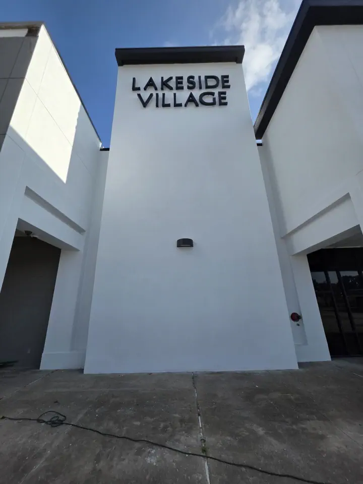 Lakeside Village letters on an exterior building