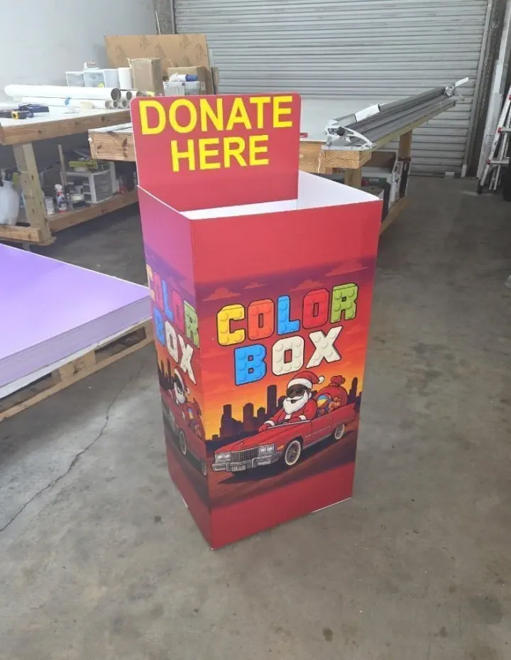 Color Box freestanding display unit in a workshop