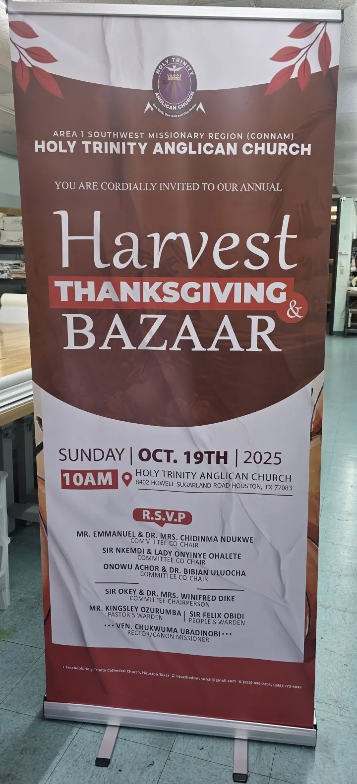 Thanksgiving Bazaar event poster on an outdoor sign stand