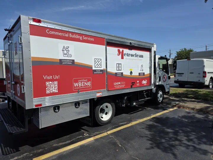 Metroclean commercial services box truck vehicle wrap