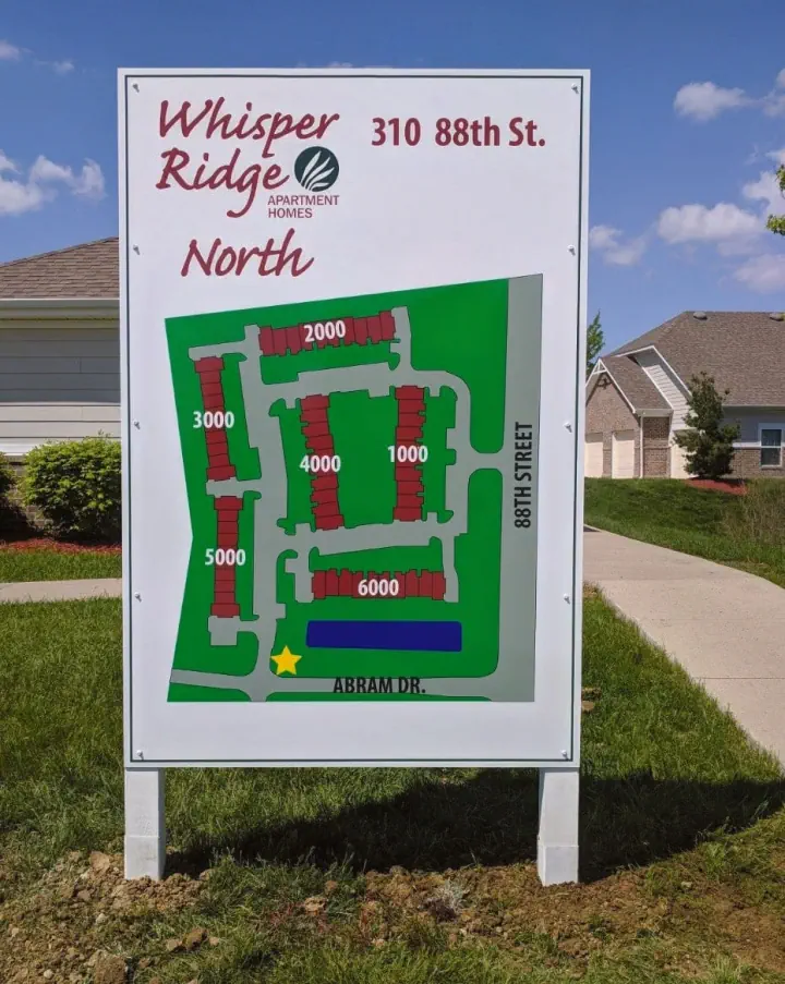 Whisper Ridge Apartment Homes community map and wayfinding sign